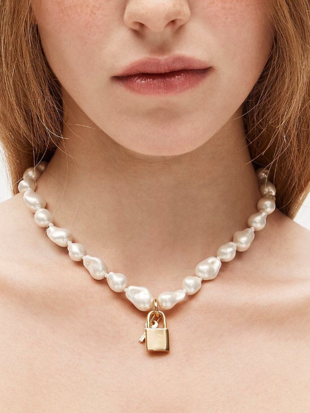 J.Crew Baroque Pearl Necklace with Key Pendant NWT
